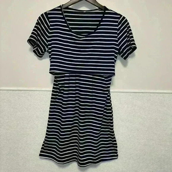 Unbranded Dresses & Skirts - Women's Nursing Dress S Navy & White Striped